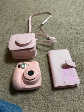 Instax Mini Pink Instant Camera with Matching Case & Album
